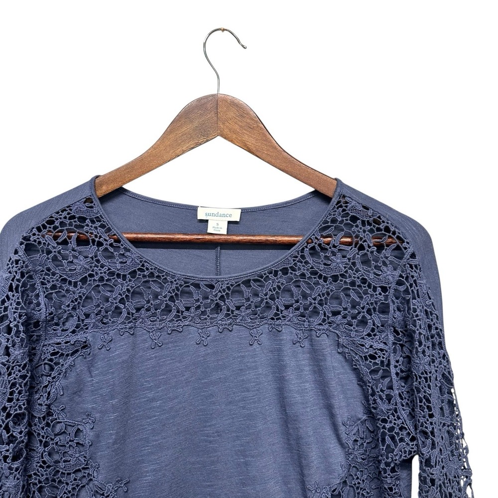 Sundance Lily's Paramour Womens Long Sleeve Crochet Top in‎ Stormy Blue Size S - Picture 5 of 12